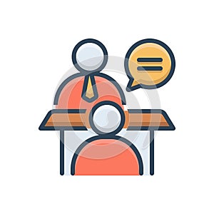 Color illustration icon for Face To Face Conversation, chitchat and gossip
