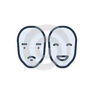 Color illustration icon for Faces, countenance and visage