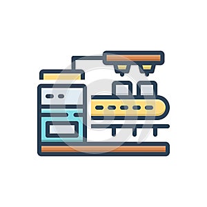 Color illustration icon for Factory Production, manufacturing and industry