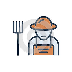 Color illustration icon for Farmer, peasant and grower