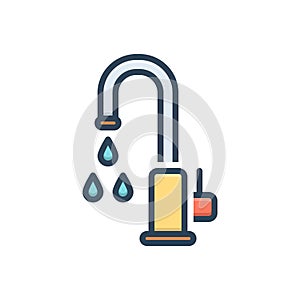Color illustration icon for Faucet, spigot and tumble