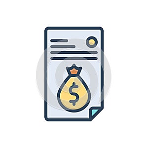 Color illustration icon for Fee, payment and emolument