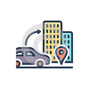 Color illustration icon for Finally, car and hotel