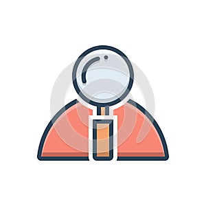 Color illustration icon for Finding, solution and research