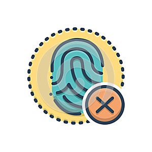 Color illustration icon for Fingerprint cancelation, biometry and unapproved