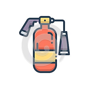 Color illustration icon for Fire extinguisher, firefighter and safeguard