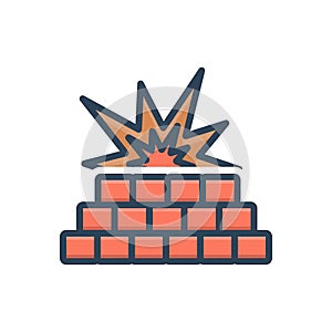 Color illustration icon for Firewall, blast and fire