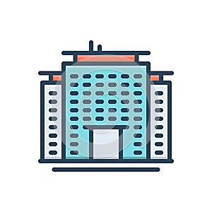 Color illustration icon for Firms, mansion and company