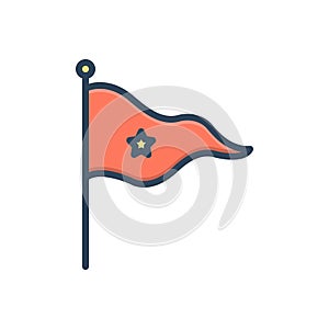 Color illustration icon for Flag, banner and star