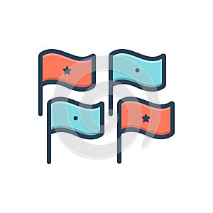 Color illustration icon for Flags, banner and gonfalon