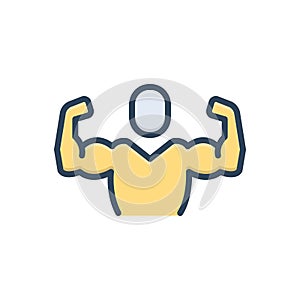 Color illustration icon for Flex, arms and muscles