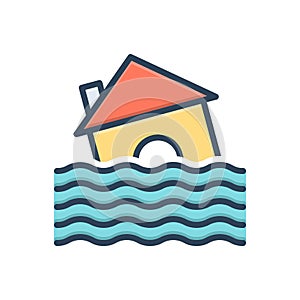 Color illustration icon for Flood, deluge and overflow