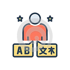 Color illustration icon for Fluent, foreign and language