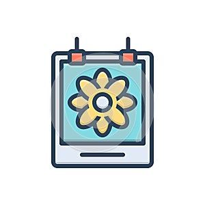 Color illustration icon for Fotos, photo and image