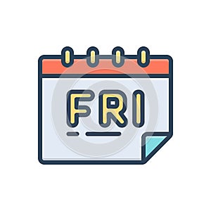 Color illustration icon for Friday, agenda and appointment
