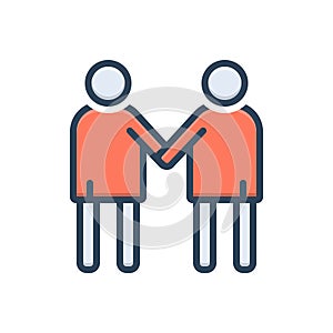 Color illustration icon for Friendship, rapprochement and buddy