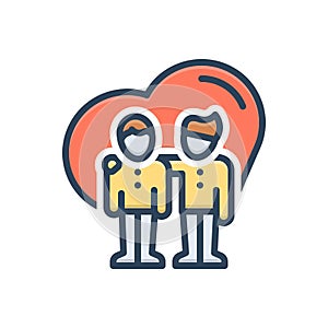 Color illustration icon for Friendship, rapprochement and friends