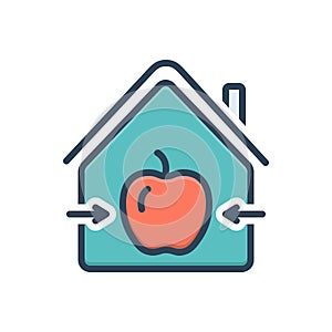 Color illustration icon for In, among and fruit