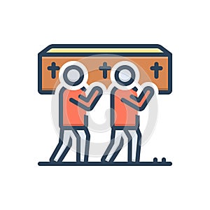 Color illustration icon for Funeral, carry and coffin