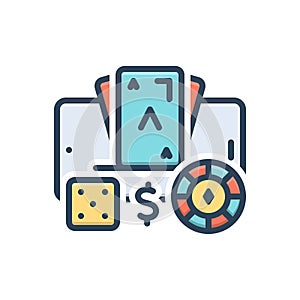 Color illustration icon for Gambling, bet and casino