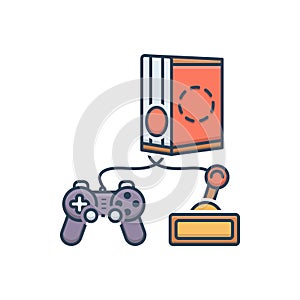 Color illustration icon for Games Console, playstation and game