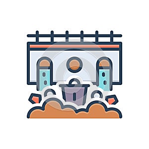 Color illustration icon for Garbage, debris and polluted