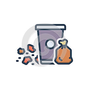 Color illustration icon for Garbage, rubbish and dustbin