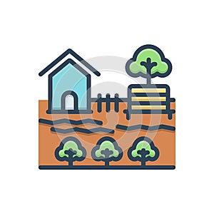 Color illustration icon for Garden, park and garth