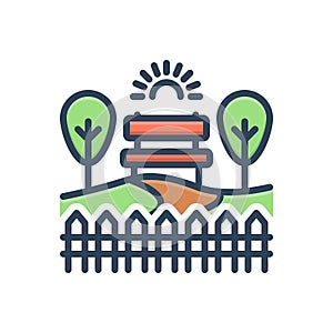 Color illustration icon for Gardens, plantation and garth