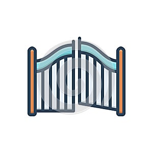 Color illustration icon for Gate, doorway and egress