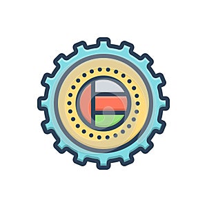 Color illustration icon for Gcc, manage and cogwheel