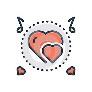 Color illustration icon for Genres, heart and musical