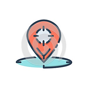 Color illustration icon for Geo Targeting, destination and direction