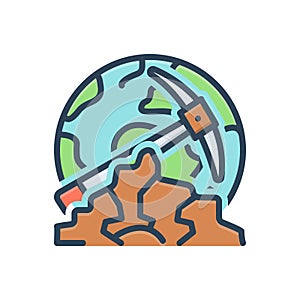 Color illustration icon for Geological, geologist and landscape