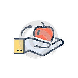 Color illustration icon for Gives, provide and present