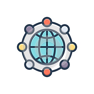 Color illustration icon for Global Network, communication and digitalisation