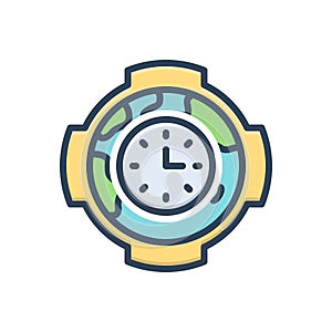 Color illustration icon for Gmt, map and time