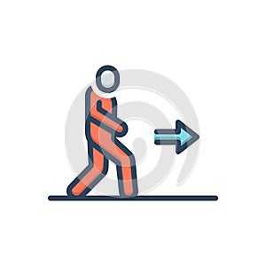 Color illustration icon for Goto, visit and walk