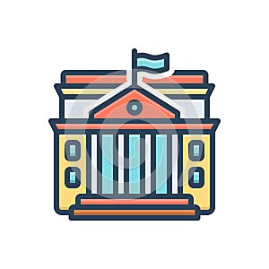 Color illustration icon for Governmental, administrative and bulding
