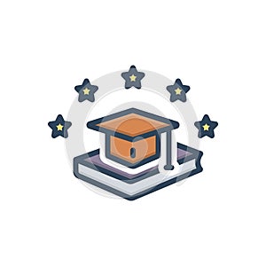 Color illustration icon for Graduation, degree and book