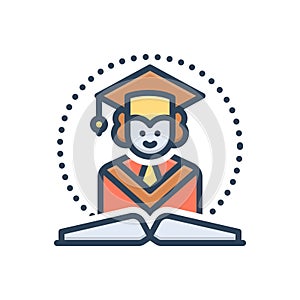 Color illustration icon for Graduation, graduate and student