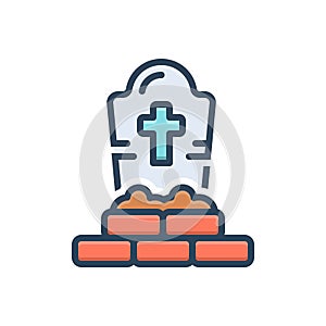 Color illustration icon for Grave, tombstone and graveyard