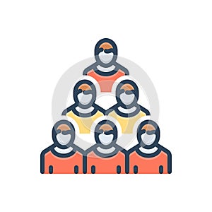 Color illustration icon for Group, conglomeration and human