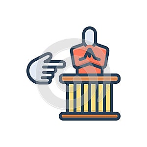 Color illustration icon for Guilty, criminal and box