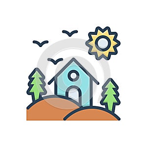 Color illustration icon for Habitat, abode and shelter