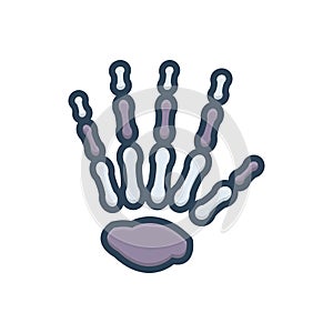 Color illustration icon for Hand Bones, skeleton and anatomy