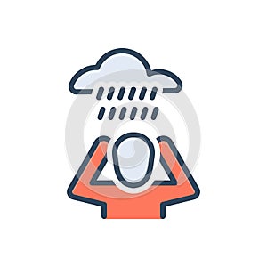 Color illustration icon for Happens, rain and rainy