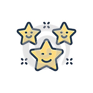 Color illustration icon for Happiness, star and smile