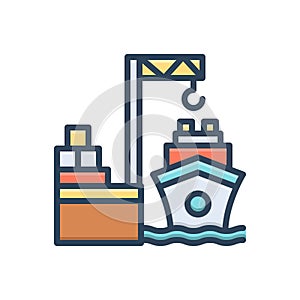 Color illustration icon for Harbor, port and dockyard