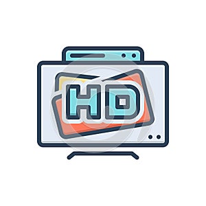 Color illustration icon for Hdtv, tv and electronic